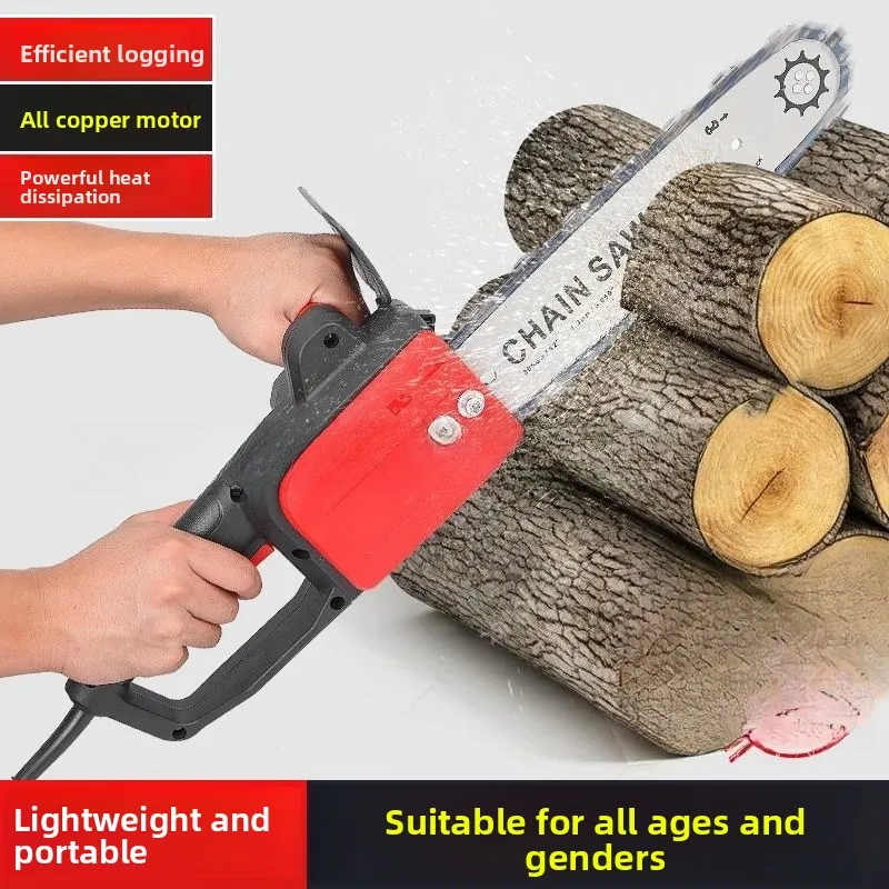 220V Plug-in Electric Chainsaw, Pure Copper Motor High Power Multi-purpose Saw for Firewood & Logging