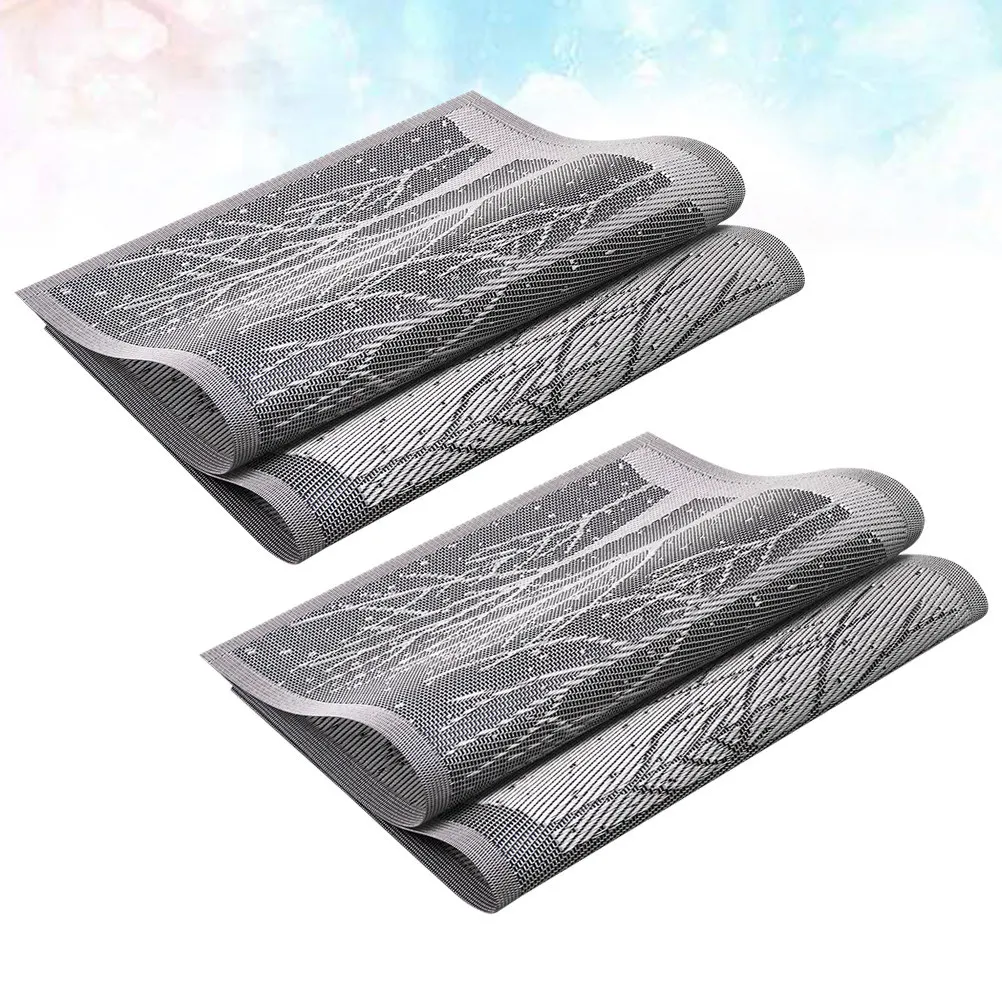 

4Pcs Non-Slip PVC Table Mats Premium Heat Resistant Placemats Home Restaurant Hotel Tableware Protection Decorative Tree Branch