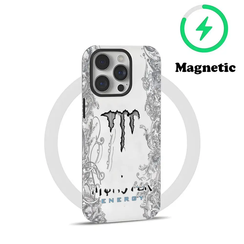 Funda Magnética para Teléfono M-MonsterES con Diseño de Bebida Energética 2 en 1, Carcasa Brillante para iPhone 17, 16e, 16, 15, 14, 13, 12, 11 Pro Max Plus