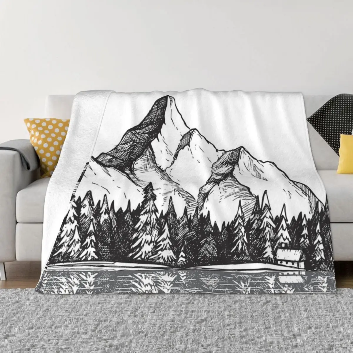 Scenic Mountain With Reflection In Lake Home Blankets Quilt For Bed Home And Decoration Throw Blanket