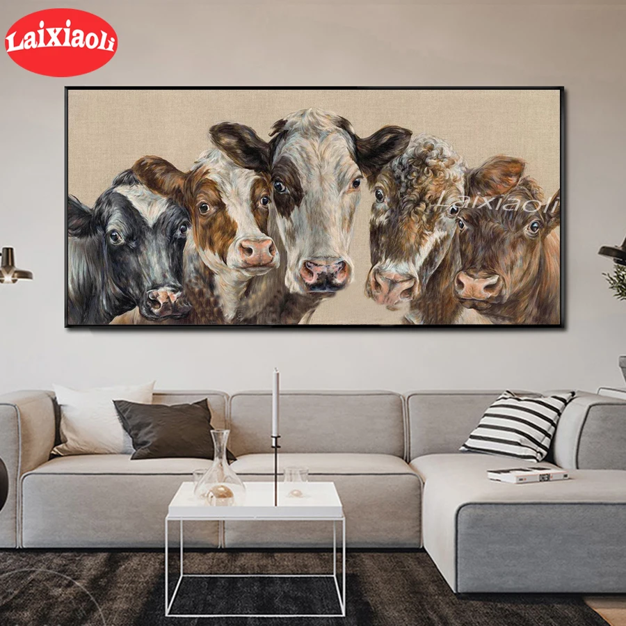 

Full Square/Round DIY Diamond Embroidery Cows painting 5D Diamond Painting sale Rhinestone Mosaic farm animals hobby large Decor