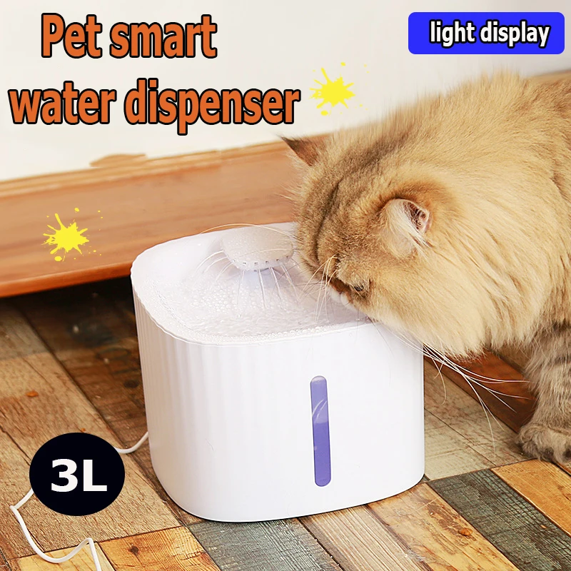 3L Large Capacity Cat Water Fountain Auto Recirculate Filter Filtring Cat Water Drinker USB Electric Mute Cats Water Dispenser