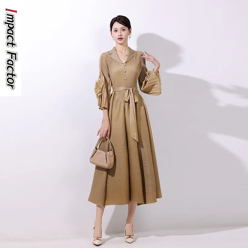 

Поставка производителей 2025 года, осенние новые платья, модные темпераментные длинные платья с длинными рукавами, элегантная женская одежда в стиле ретро