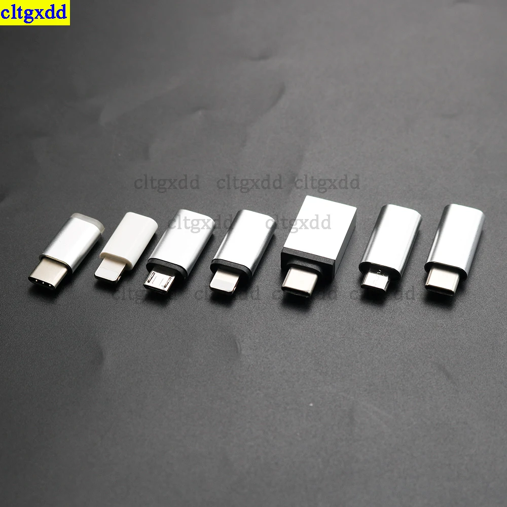 Cltgxdd 1 ชิ้นอะแดปเตอร์แปลง Micro USB สําหรับ iPhone X 8 7 6 Plus ประเภท C/IOS ถึง Micro USB Silver Adapter สําหรับ Samsung S8 Xiaomi