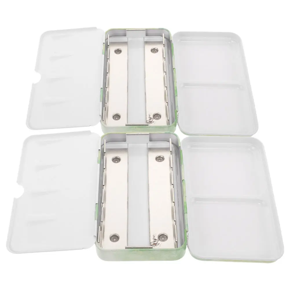 2Pcs Watercolor Palette Trifold Iron Box Portable Palette Solid Pigment Tin Box Builtin Mixing Tray Travel Paint Case Artist
