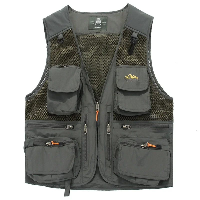 Quinquagenarian Spring Autumn Man Camping Hiking Hunting Mesh Vest Outdoors Photography Wind Fishing Tactical Waistcoat Male