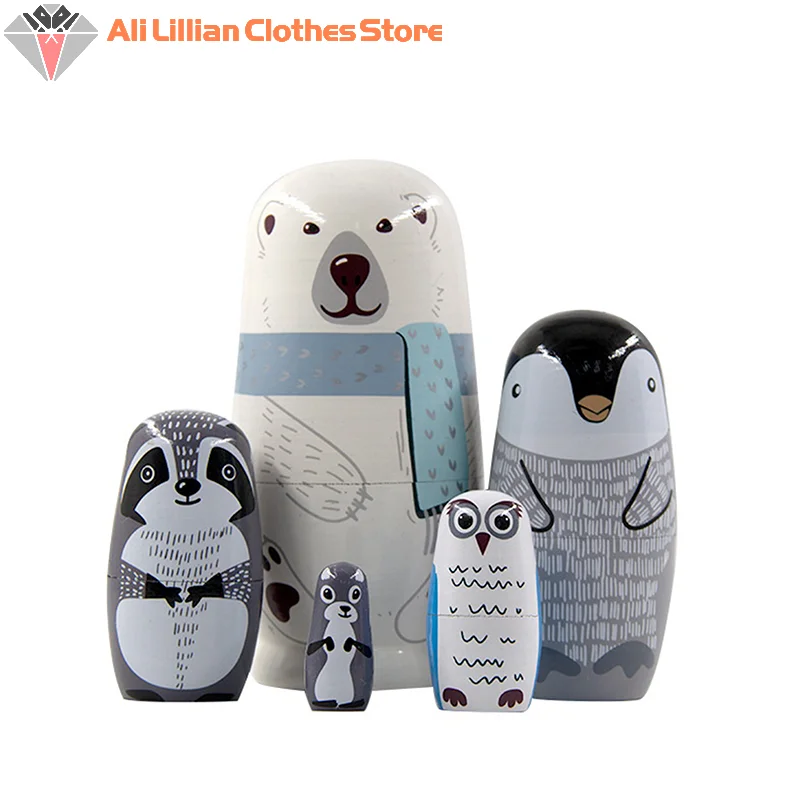 Wooden Matryoshka Toys Hand Paint Toys Russian Nesting Dolls Figurines Decorations Craft Collection Handmade Stacking Dolls