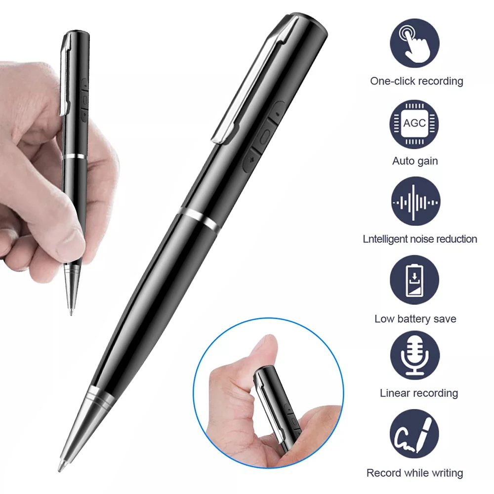 Professional Digital Voice Recorder Pen Mini Portable Dictaphone Voice Activated Audio Recording Long Time Record MP3 Player