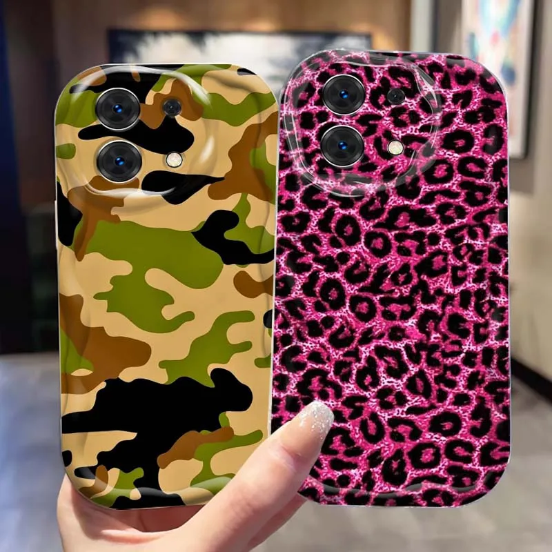 

Camouflage Leopard Print Hot Phone Case For Xiaomi Redmi Note 14 13 12 12S 11 10 9 9S 8 Pro Plus 4G 5G Wave Oil Cover Soft