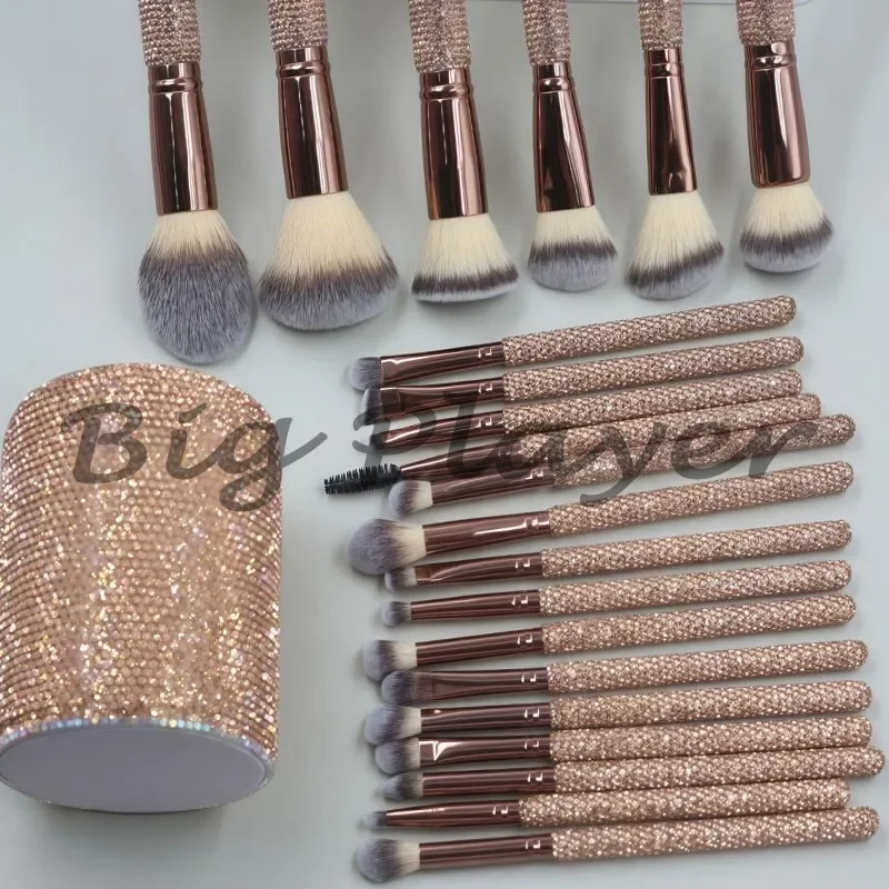 مجموعة فرش مكياج مرصعة بالألماس الإبداعي مكونة من 23 قطعة مجموعة كاملة من فرشاة البودرة المرصعة بالألماس لظلال العيون وبودرة أحمر الخدود #3