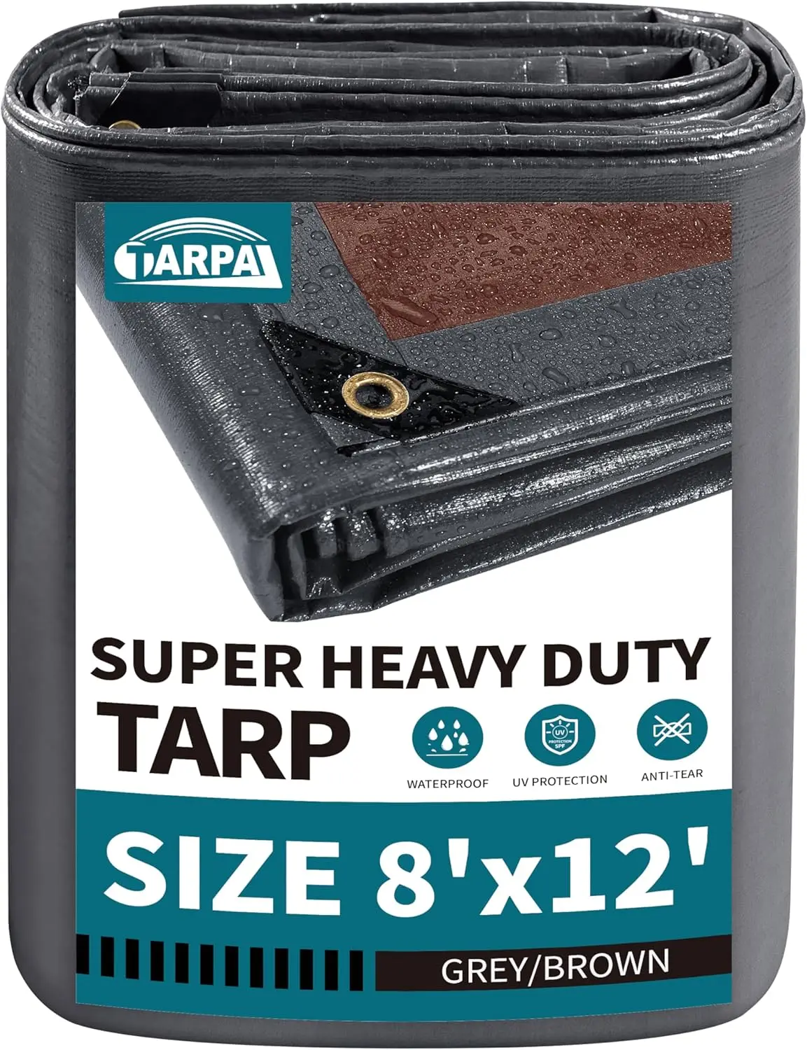 

tarp 8x12 Feet Super Heavy Duty Tarps Cover 20mil Waterproof UV Protection Rip and Tear Proof Tarpaulin with Grommets(Gre