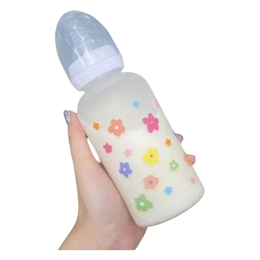 

DDLG Cute Flowers ABDL Adult Bottle Bpa Portable Water Bottles Sheer Leak Proof Travel Drinking Pacifier Bottle For Girl Boy Cup