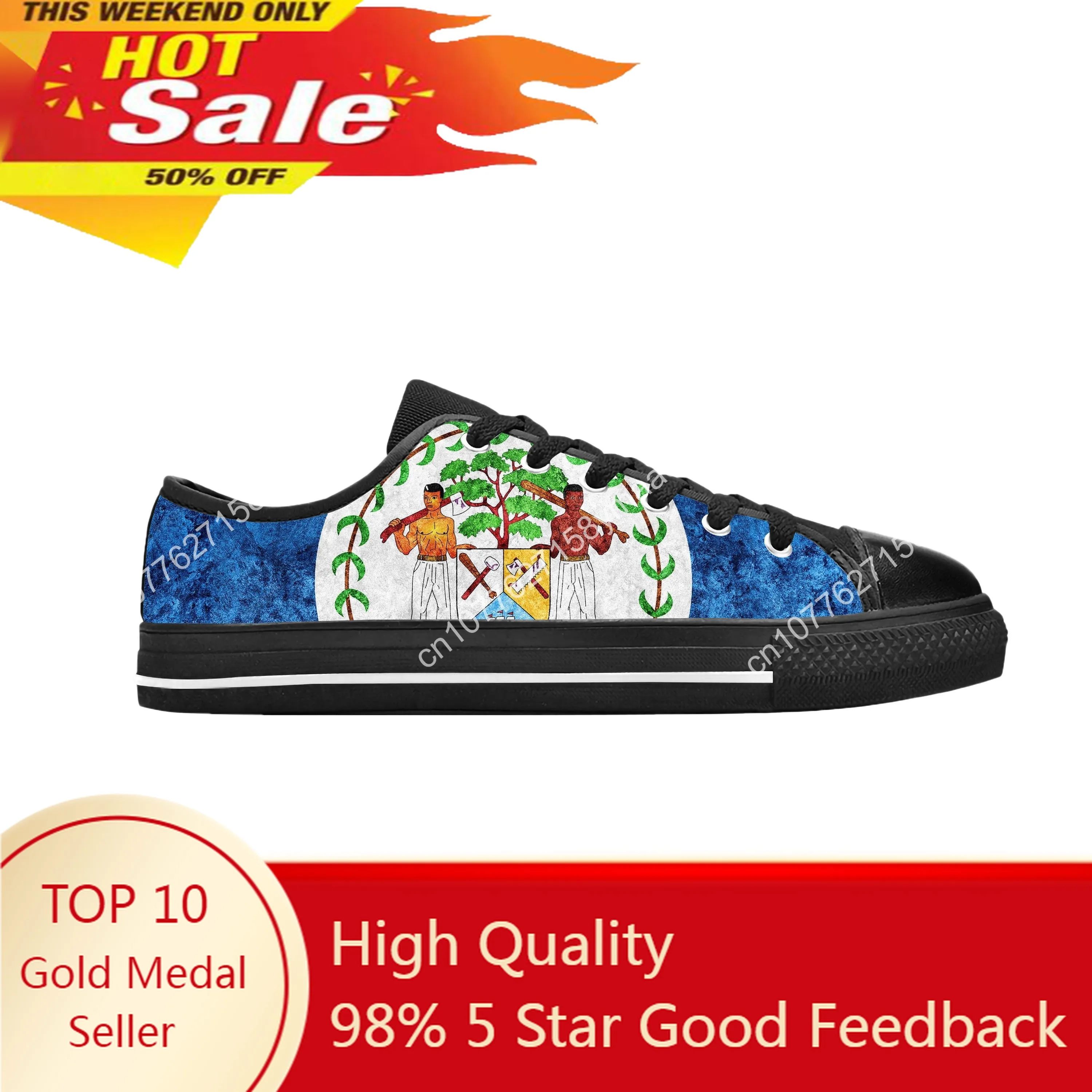 

Belizean Belize Flag Patriotic Pride Funny Fashion Casual Cloth Shoes Low Top Comfortable Breathable 3D Print Men Women Sneakers