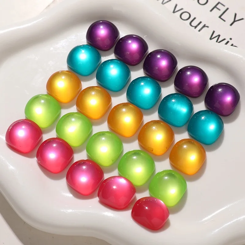 Wholesale 100pcs/lot 16mm color print geometry square shape resin cabochon beads diy jewelry garment hair accessory