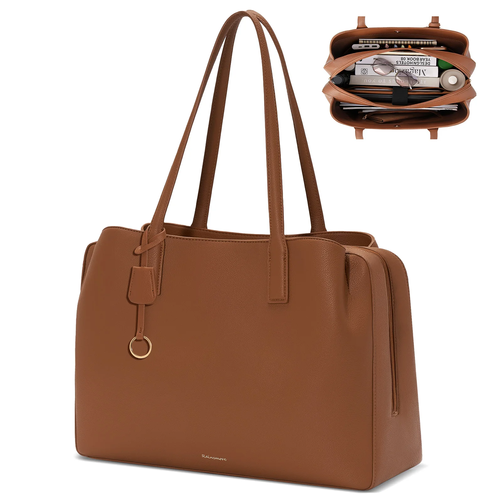 

RAINSMORE Shoulder Bag for Women Large Capacity Fashion Tote Bags Laptop Briefcase Large Handbag for Office Teacher Travel