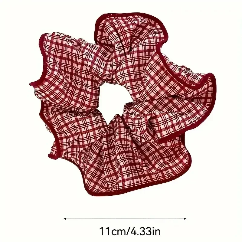 3 pçs doce ponto vermelho bowknot xadrez scrunchies para mulheres meninas macio elástico rabo de cavalo titular suave na moda ano novo natal