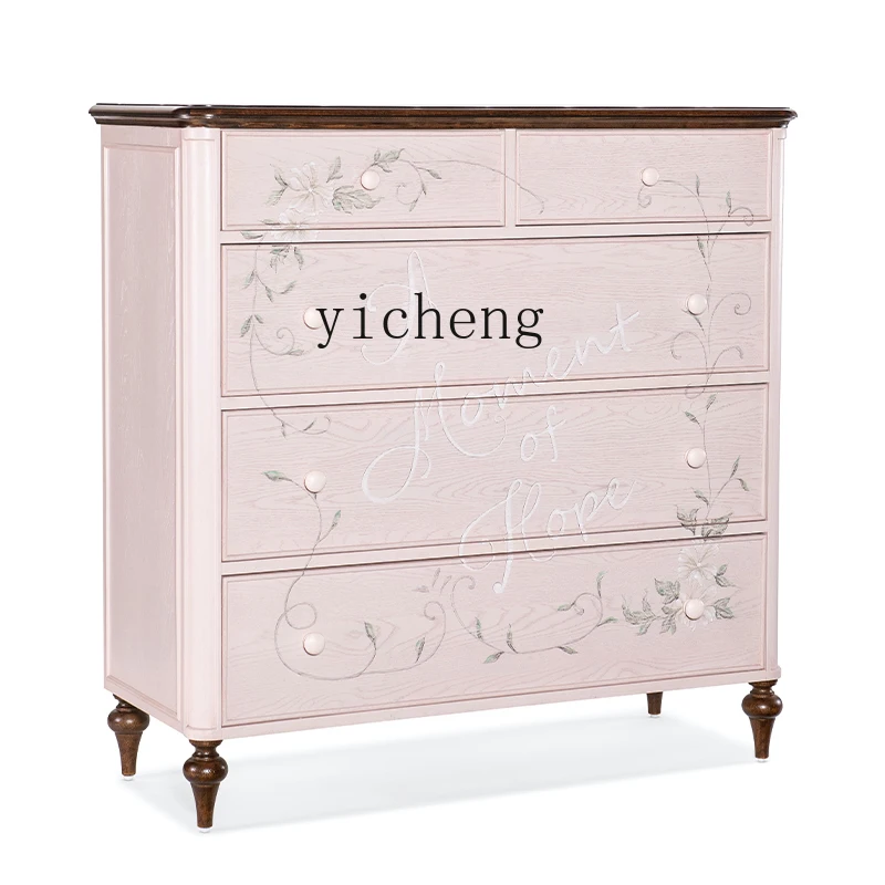 

ZZ retro chest of drawers living room against the wall solid wood storage cabinet painted high-end storage bedroom drawer