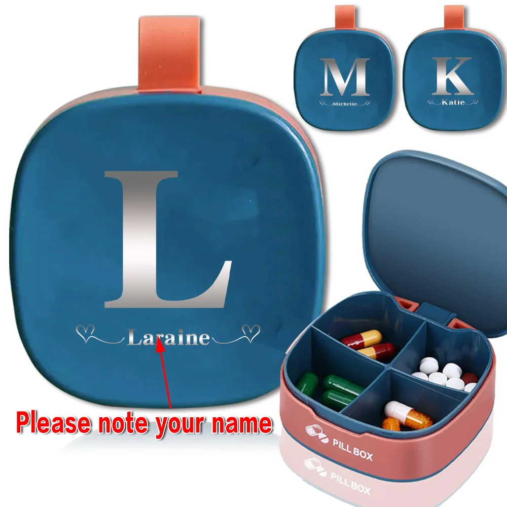 

Customized Name Pill Storage Box Medicine Organizer Case Leakproof Portable Compact Durable Travel Design Custom Pattern Holder