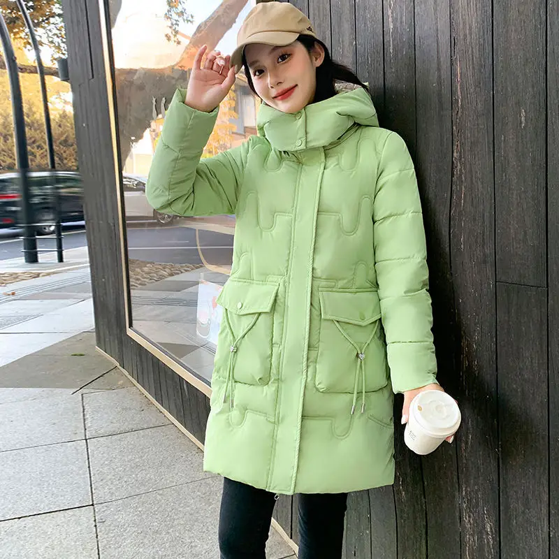 winter new warm Cotton coat women Parkas hooded Mid-Length down padded jacket removable wear clothes Female loose outerwear R576