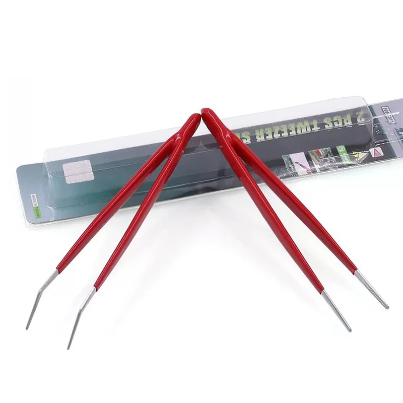 908-T301 insulated stainless steel tweezers set insulated tweezers sharp nose tweezers curved nose tweezers