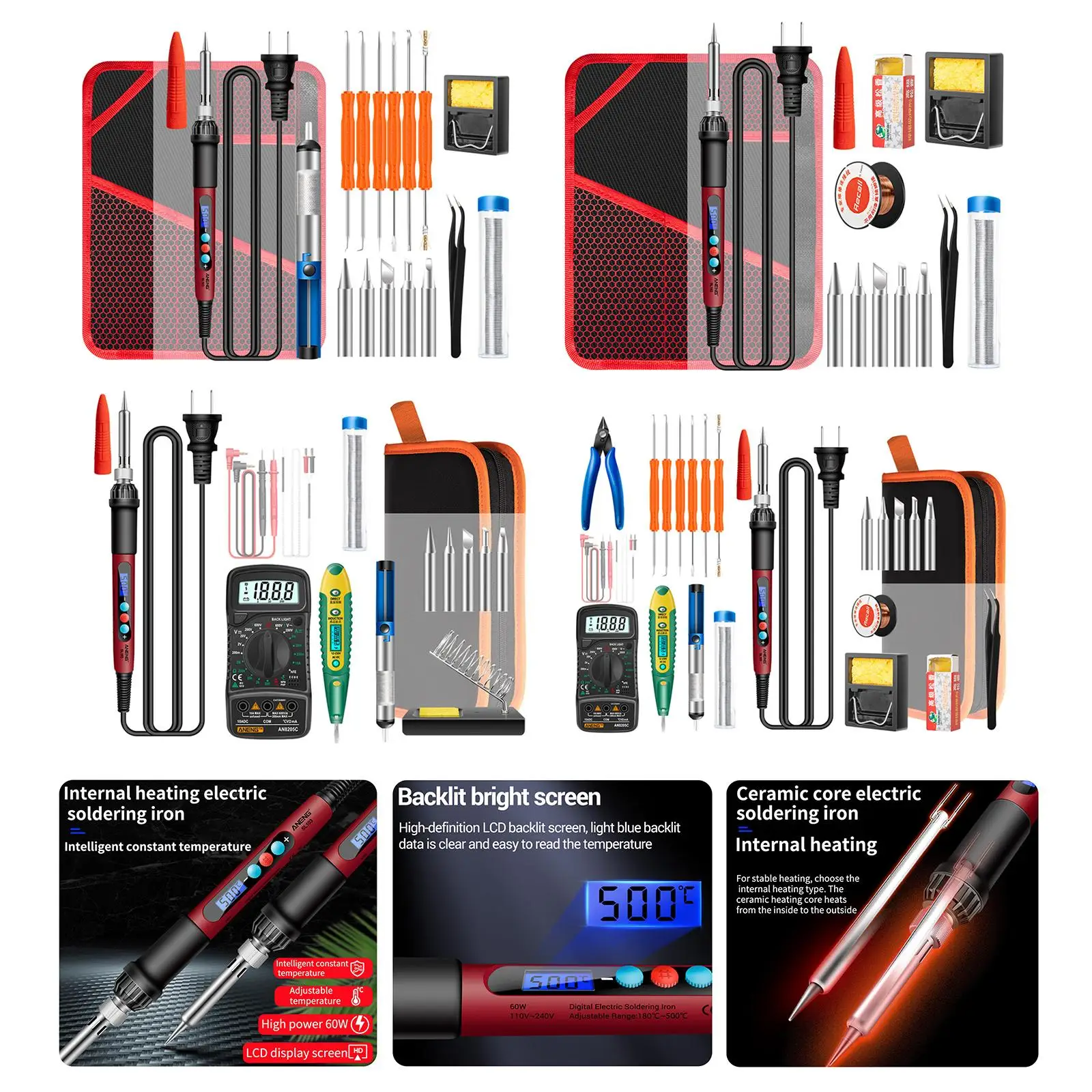

Soldering Iron Kit 60W 110V-Adjustable Temperature Welding Soldering Iron LCD Digital Display Screen