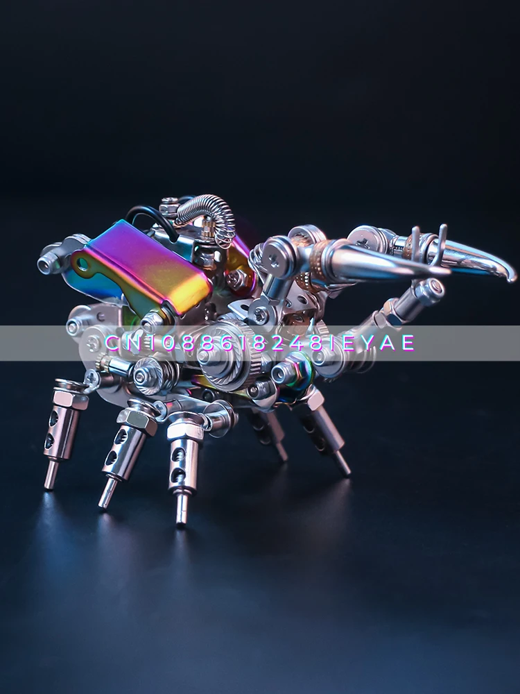 Mechanical Party Silver Shell Armor Metal Handmade Assembled Model Mecha Insect Ornament Holiday Gift Men