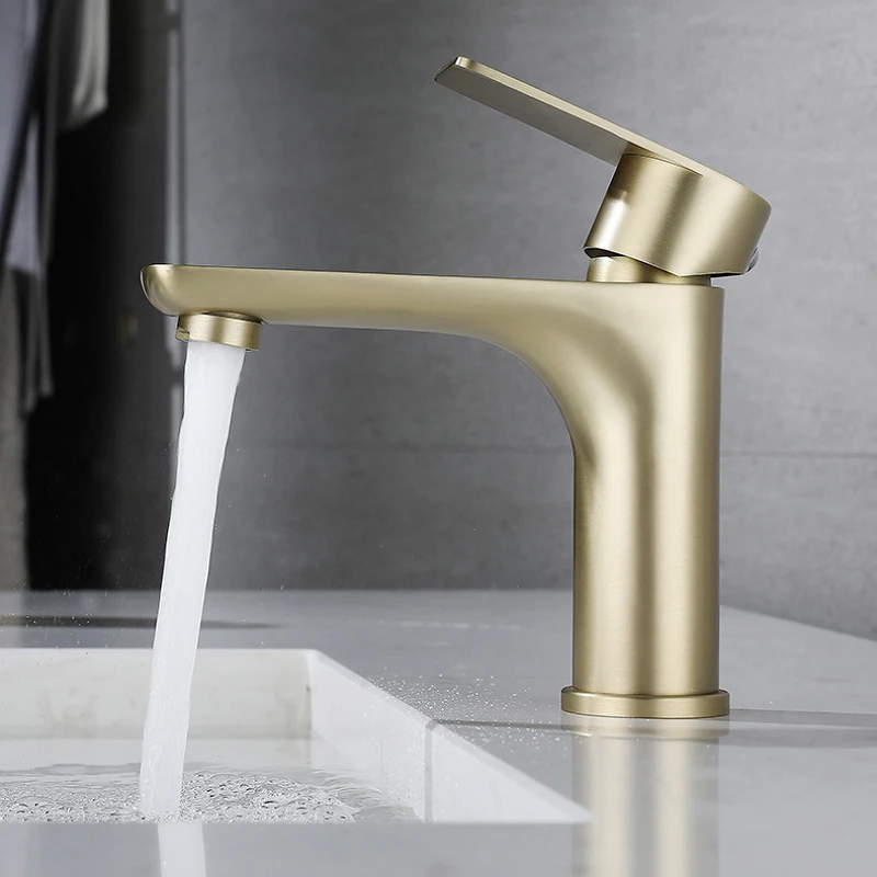 Bathroom Basin Faucet Tapware Washbasin Tap Single Handle Golden Matte Black Chrome Stainless Steel Hot And Cold Water Mixer Tap