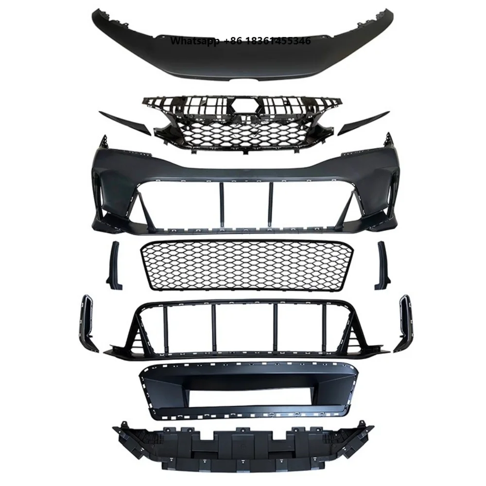 For 11th 2022 Modiifed Front Bumper Grille Mesh Bottom Grill Fog Lamp Frame Surround Unpainted Car Kit