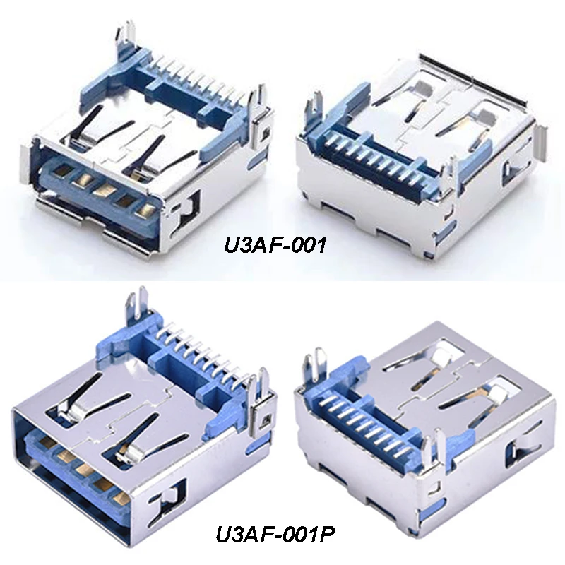 5pcs USB 3.0 Connector Female 90° High-speed Data Transmission USB 3.0 Jack Harpoon