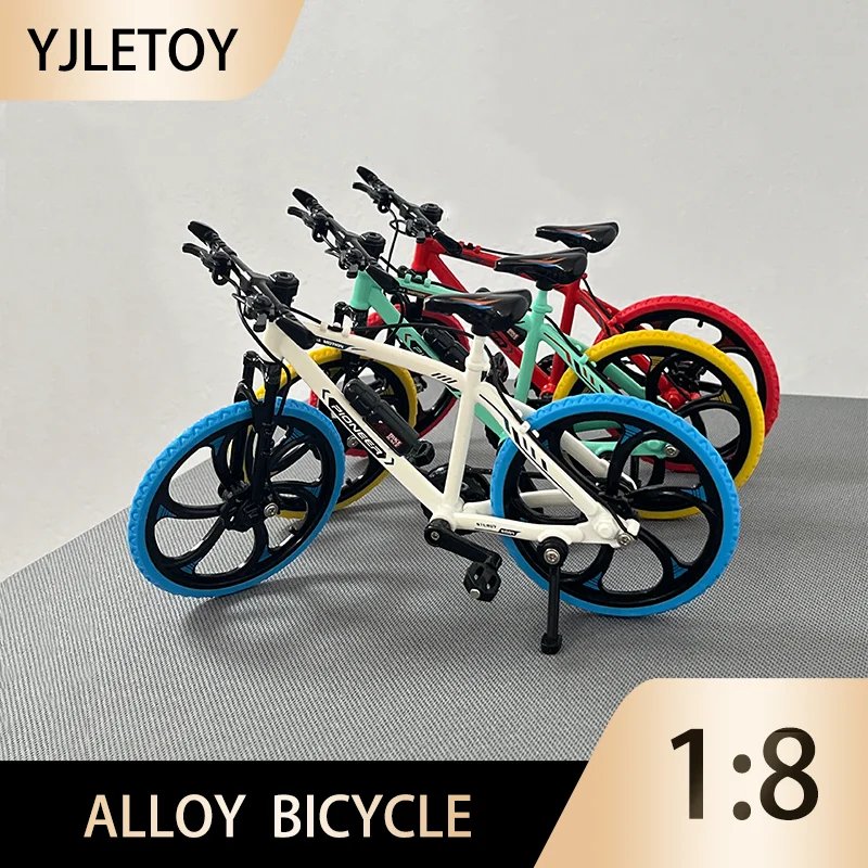 1:8 Mini Model Alloy Bicycle Die-casting Mountain Bike Finger Simulation Tricolor Bike Collection Gifts Toys