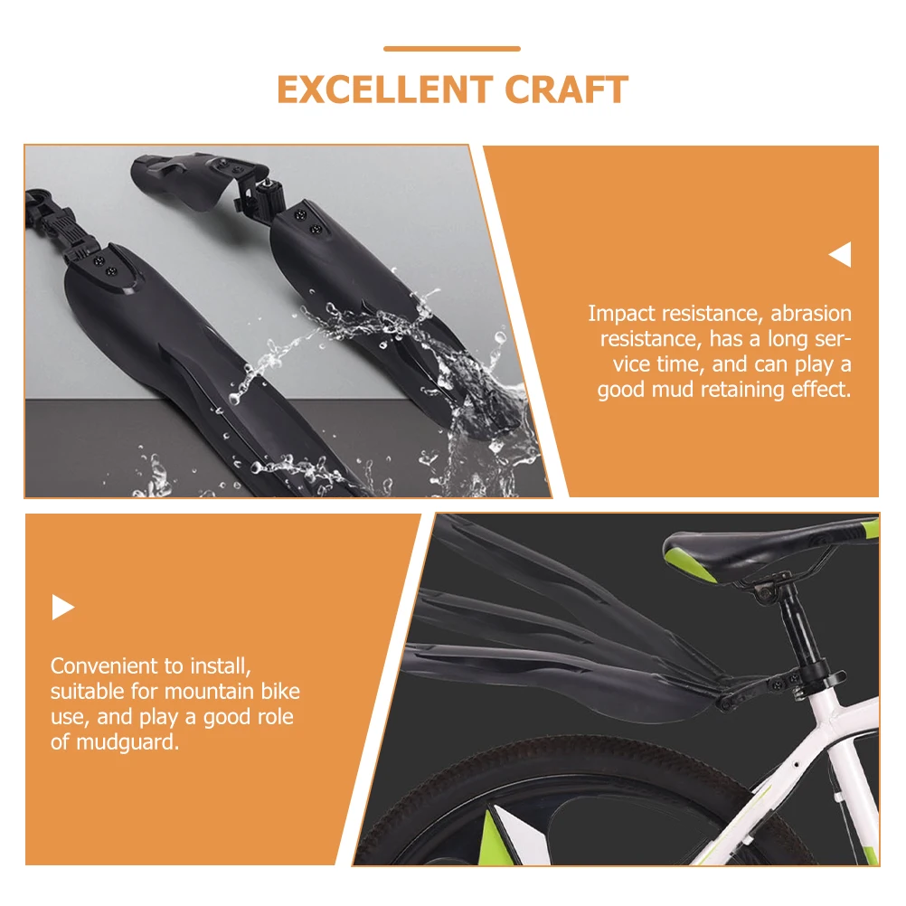 

2Pcs Bike Mudguards Strong Durable Front Rear Wheel Guard Mountain Road Bikes Impact Resistant Practical Long Lasting
