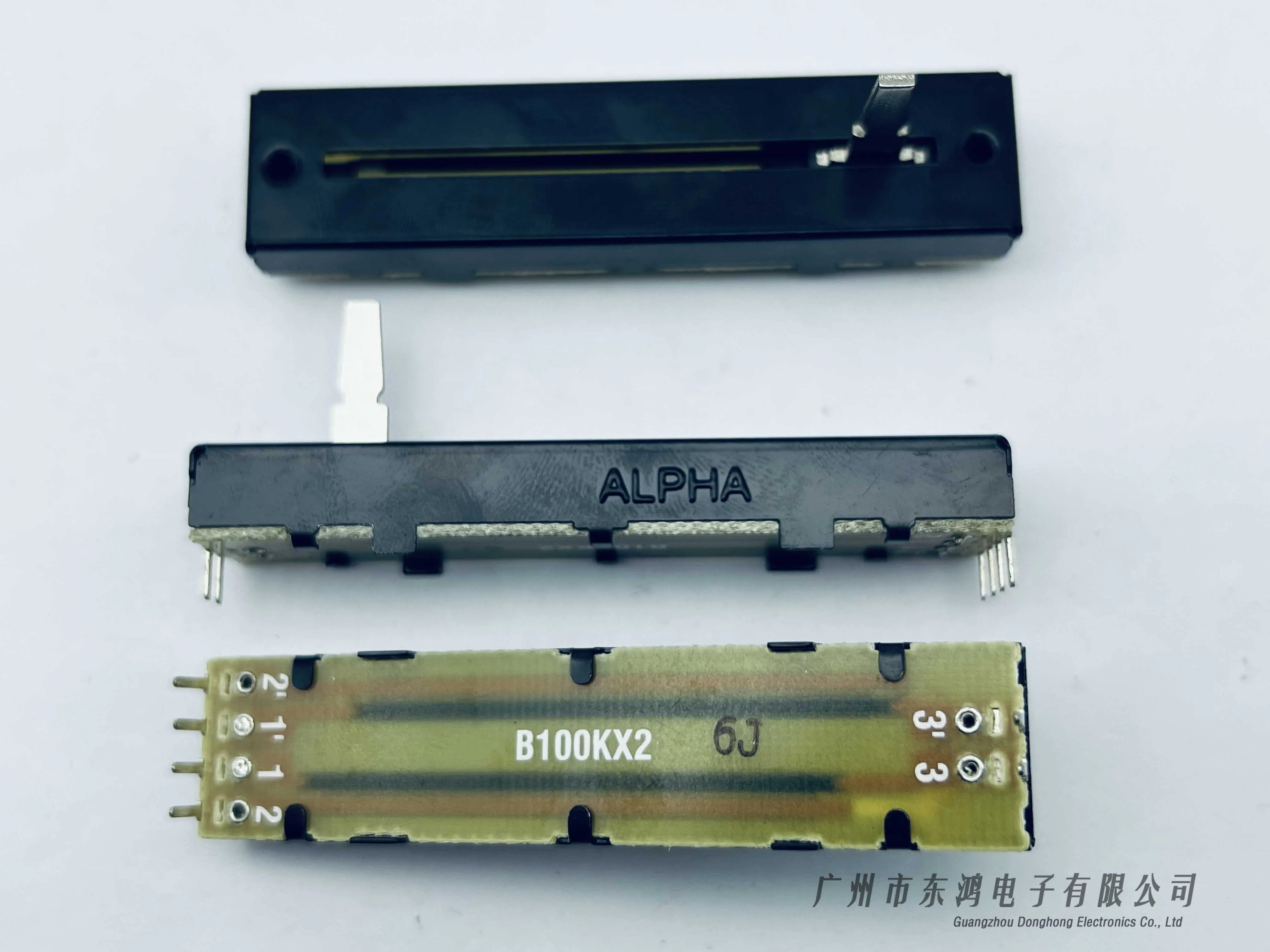 Taiwan ALPHA 7.3 Cm Potentiometer Straight Rod Rail B100kx2 Shaft Length 15Mm Original Inside Legs