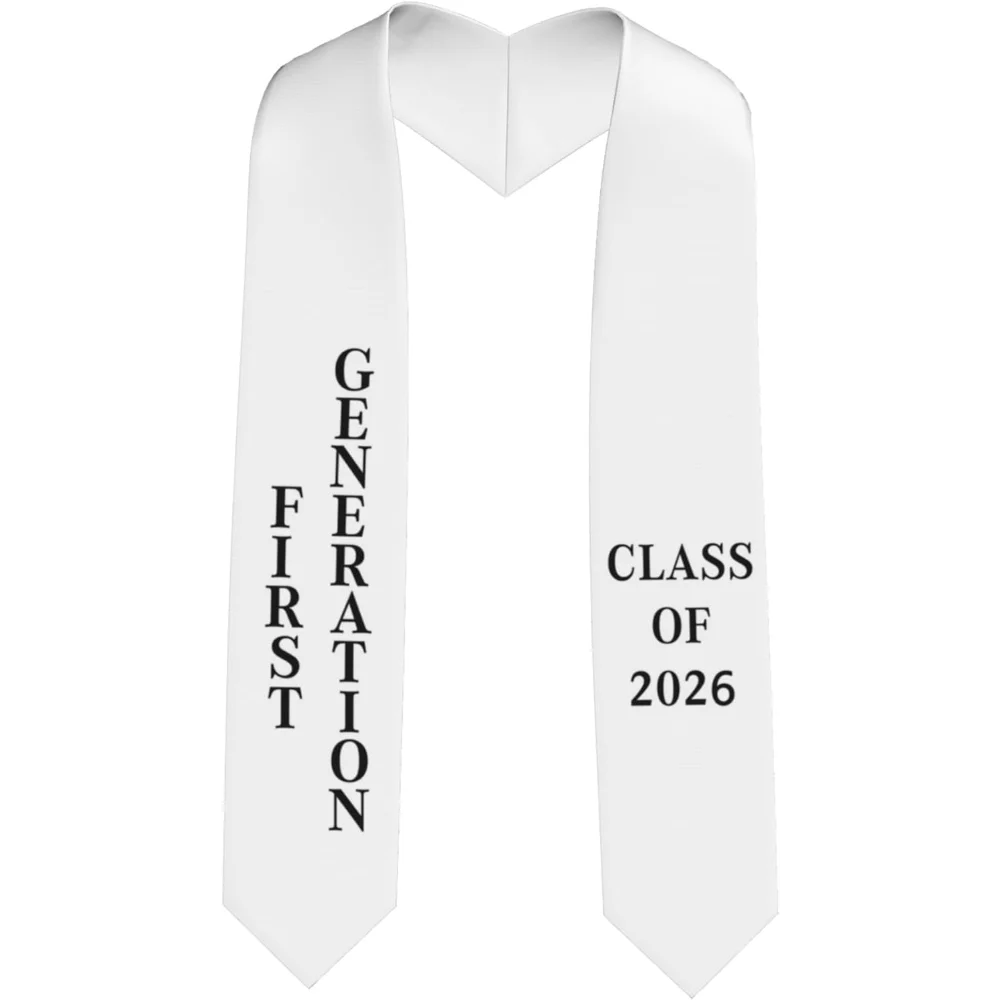 First Generation Graduation Stole Class of 2026 White Graduation Sash for High School College University Graduation Accessories
