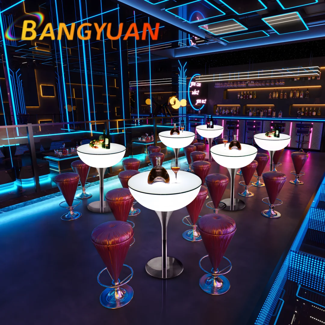 

Modern Adjustable High Table LED Lighting Cocktail Bar Furniture for Home Club Events Weddings Outdoor Spaces Rustic