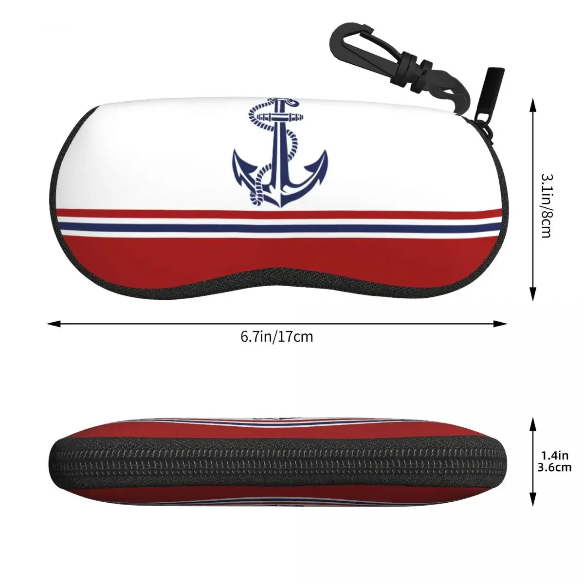 Custom Navy Blue Stripes Nautical Anchor Glasses Case Portable Shell Eyeglasses Case Sunglasses Box