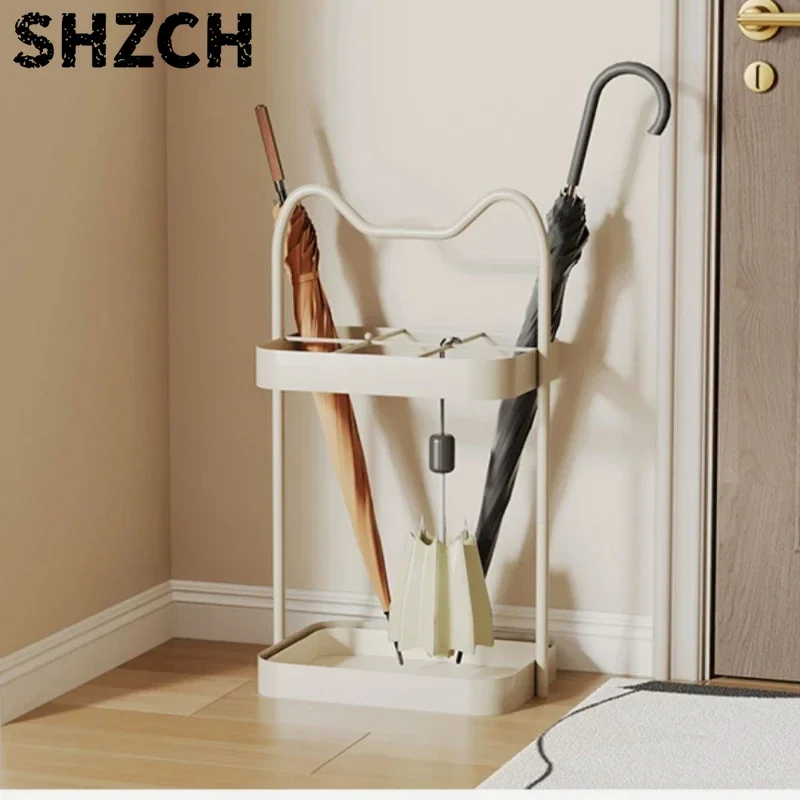 Large Capacity Umbrella Storage Rack Commercial Iron Bucket Household Floor Standing Door Storage Multi-Use Entryway Organizer