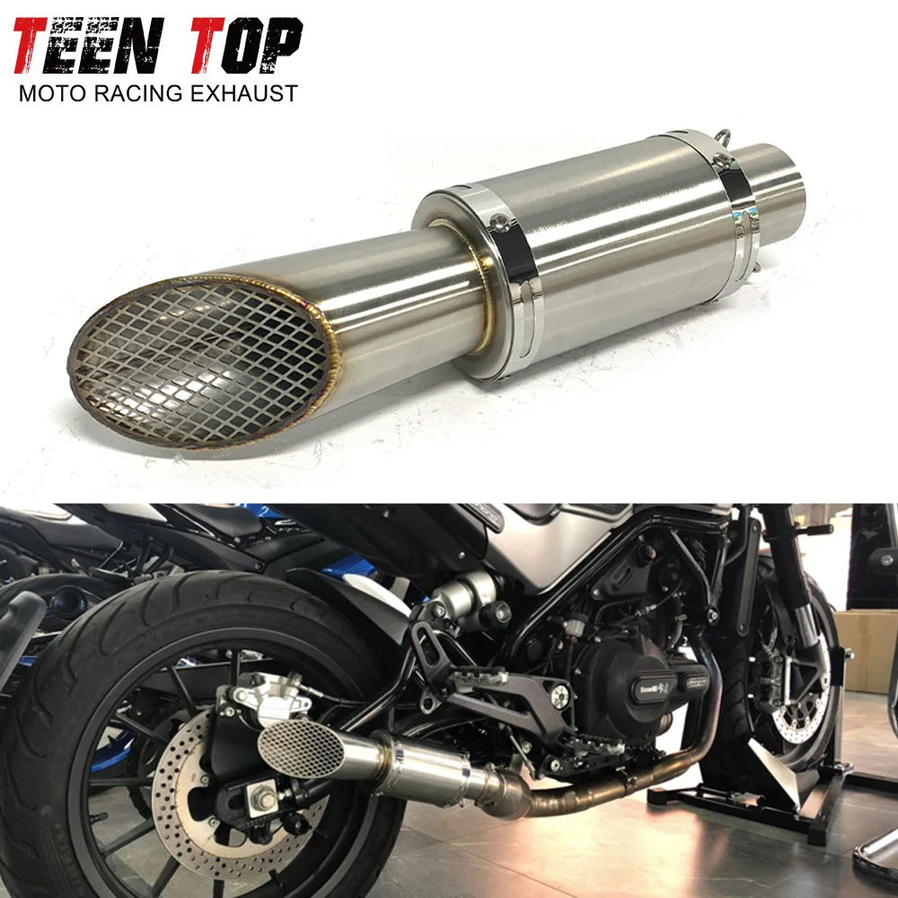 51mm Universal Motorcycle Escape Exhaust Muffler Stainless Steel PCX125 GY6 MT03 Exhaust System Ninja 250 Ninja400 Tube