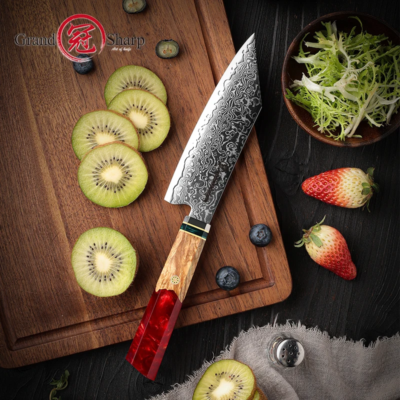 GRANDSHARP 5.5 Inch Professional Kiritsuke Knives Japanese Damascus Steel Chef Kitchen Knife Meat Sushi Vegetables Cutlery