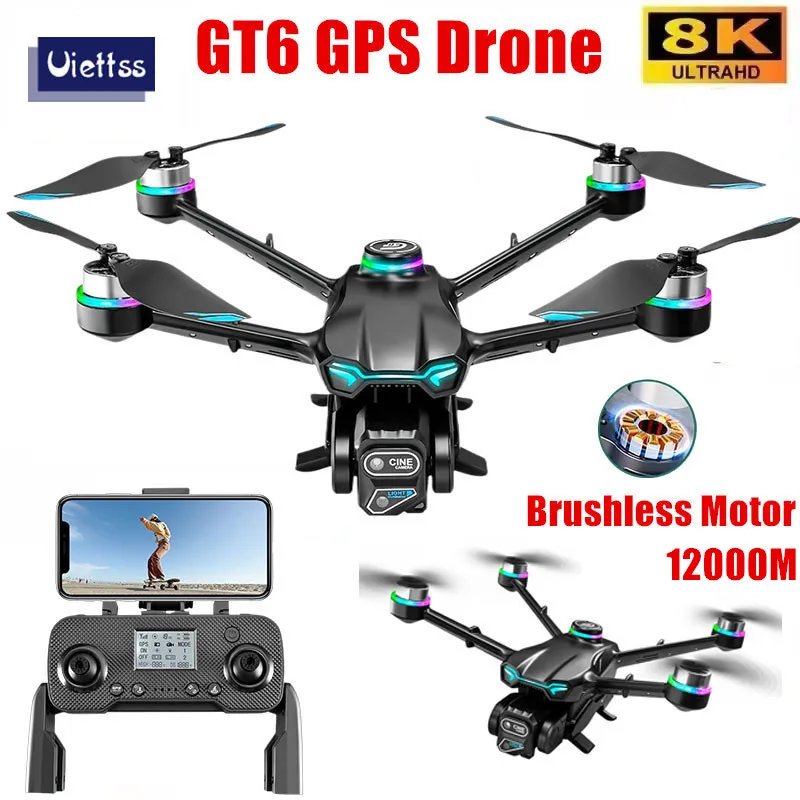มืออาชีพ GT6 GPS Drone 8K HD กล้องคู่พร้อมหน้าจอ 5G WIFI 360 ° โดรนโดรนแบบพับได้ไร้แปรงถ่านหลีกเลี่ยงอุปสรรคอัจฉริยะ