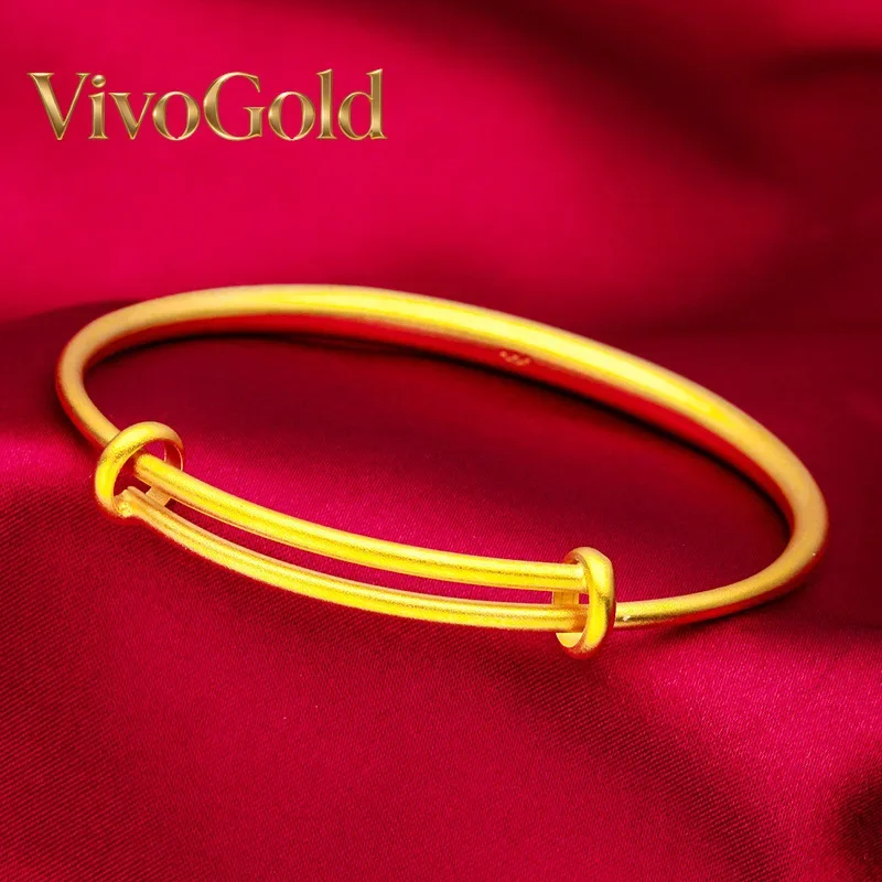 

VivoGold 24K Gold 5mm Push-Pull Bangle AU999 из чистого золота, тонкий регулируемый дизайн, элегантная простота, излучающая нежность.