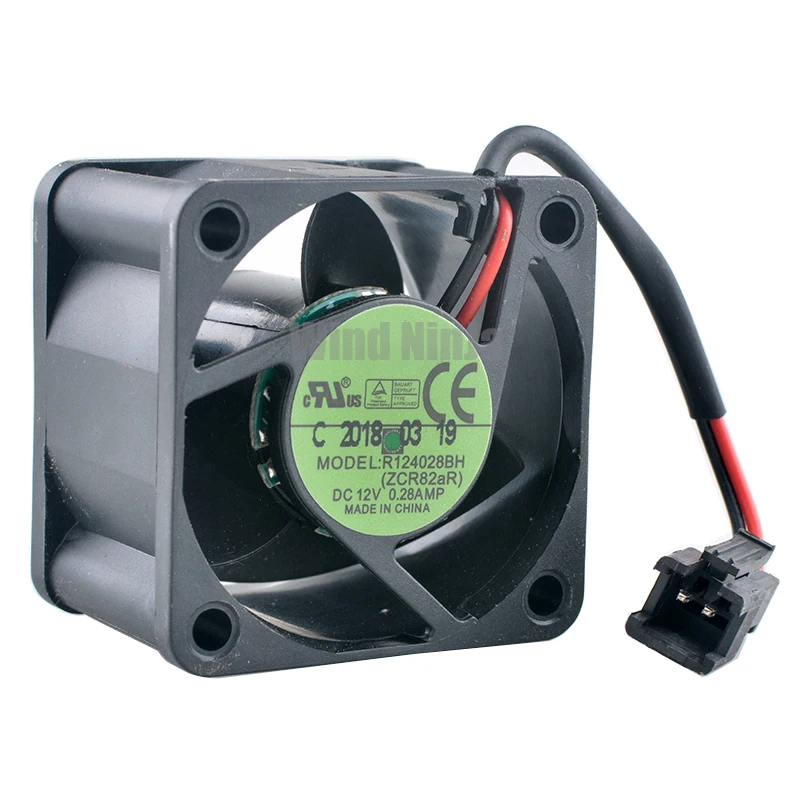 Ventilador de refrigeração para 1U 2U Servidor de Alimentação, 2 Linhas Dual Ball Bearing, 4cm, 40mm Fan, 40x40x28mm, DC12V, 0.28A, R124028BH, ZCR82AAA