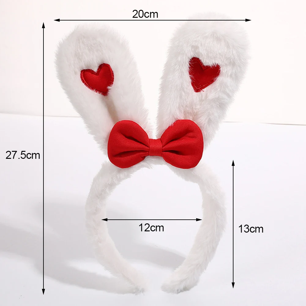 Cartoon Plush Love Heart Rabbit Ears Headband Hair Hoop Cosplay Hair Band Dress Up Headwear Prop 2023 New Year Hair Accessories