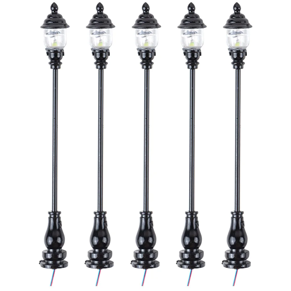 

5 Pcs Model Garden Light Street Lamp Miniature Decor Decorative Statue Stainless Steel Plus Abs Child