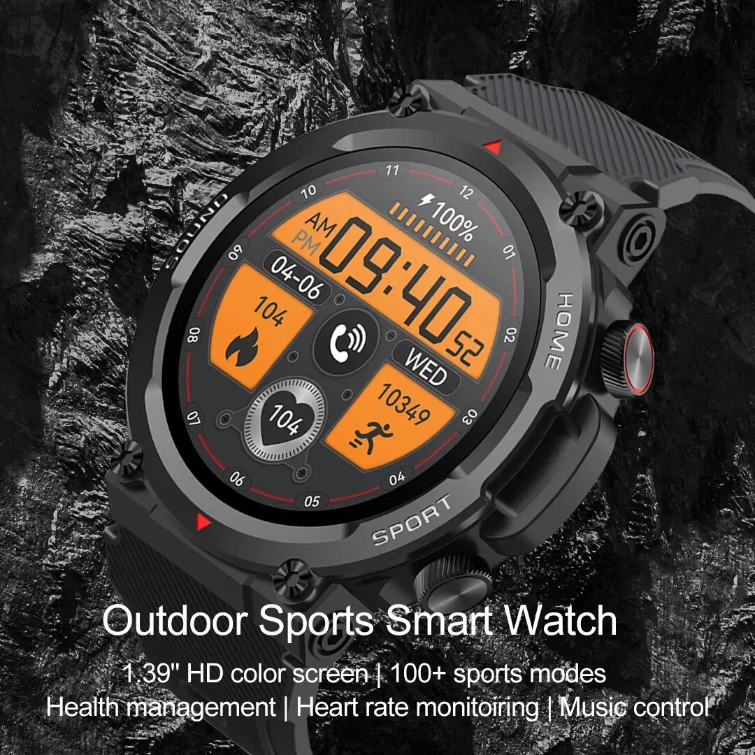 Inteligentny zegarek sportowy na świeżym powietrzu dla mężczyzn Smartwatch z połączeniem Bluetooth Fitness Tracker Długa żywotność baterii Zegarek