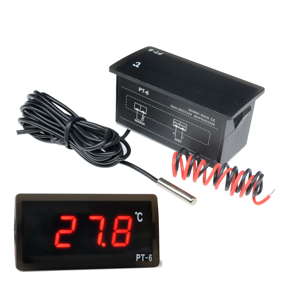 PT-6 Car Temperature meter Digital Thermometer Hygrometer Electronic Temperature Humidity Meter Sensor Gauge with NTC Sensor