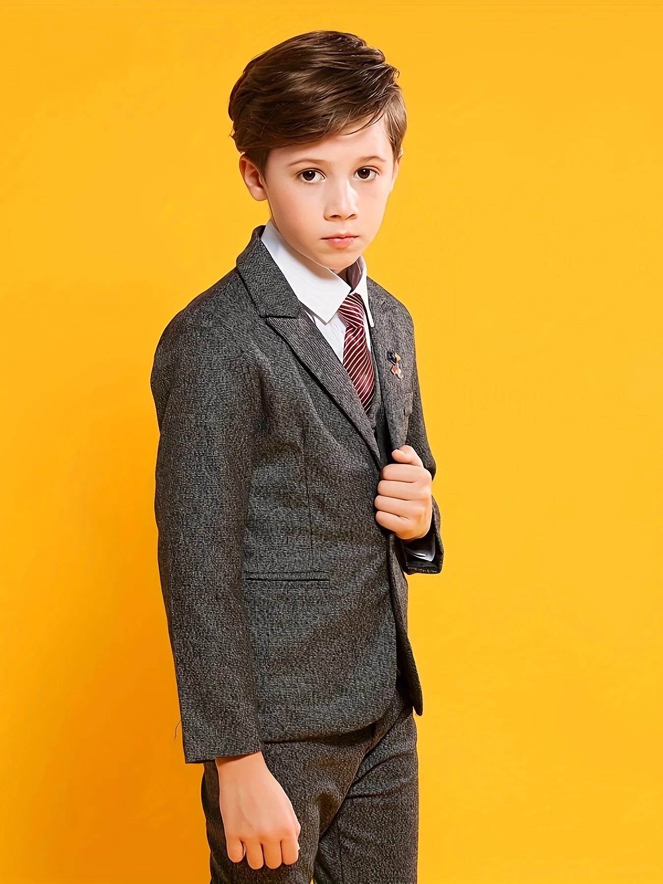 어린이 봄 가을 게리 4 개/대 재킷 조끼 바지 넥타이 웨딩 드레스 소년 사진 정장 어린이 생일 파티 의상