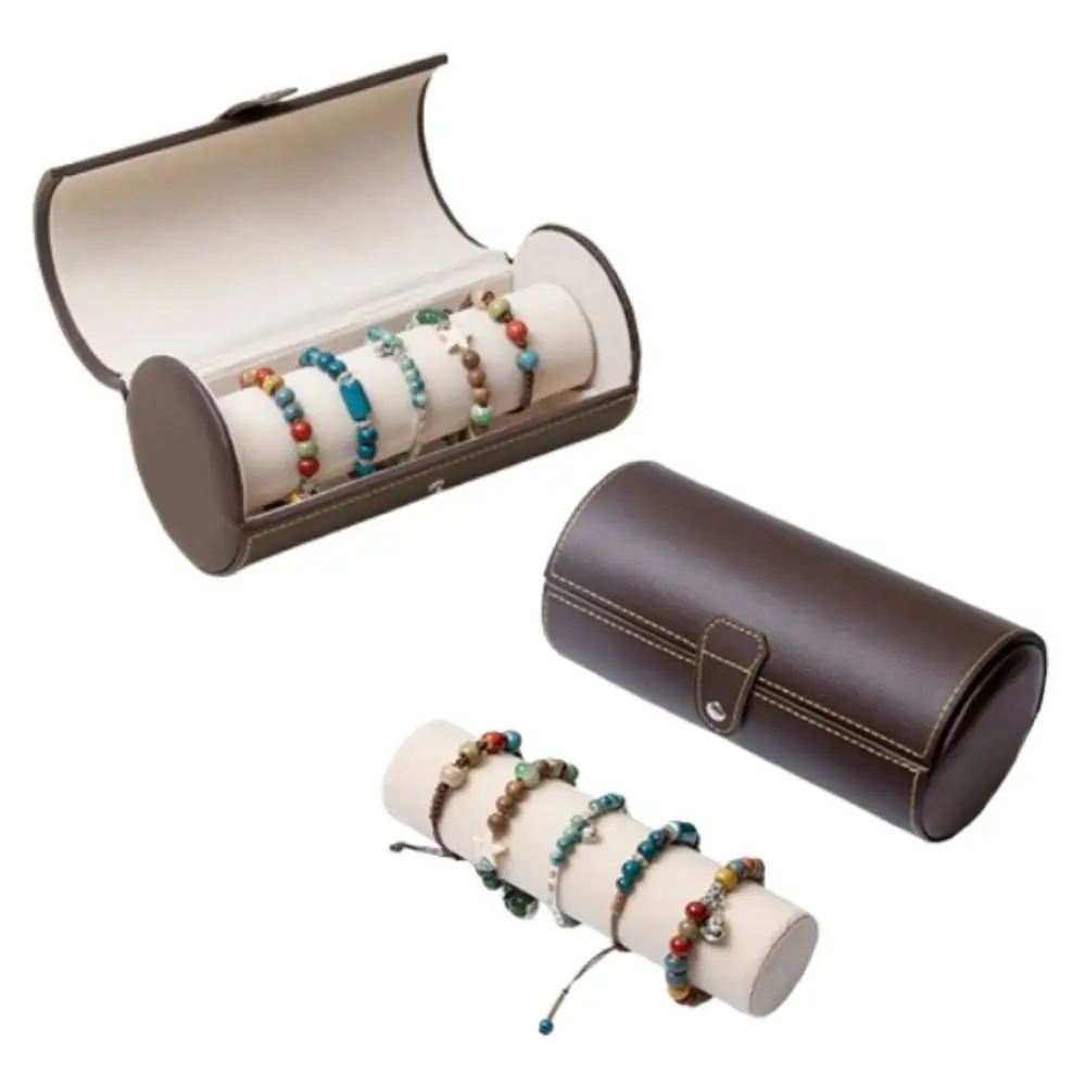 

Portable Watch Roll Travel Case Cylindrical PU Leather Wristwatch Holder Vintage Compact Bracelet Storage Rack Watch Protective