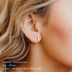 Fashion Gold/Silver/Black Color  T Bar Earrings For Women Punk Simple Ear Stud Fine Tarnish Free Jewelry Geometry Designs