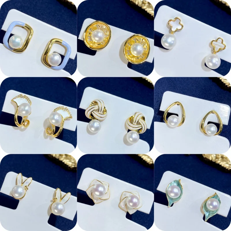 

Natural Freshwater Pearl Earrings High-end Simple Sense Elegant Versatile Hoop Earrings for Women S925 Silver Needle Studs