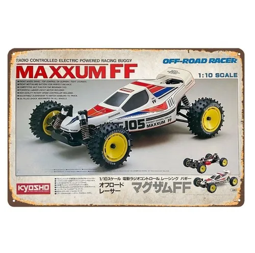 Vintage Rc Car Metal Sign Poster - Kyosho Maxxum FF Off-Road Buggy 20x30cm  -aluminum